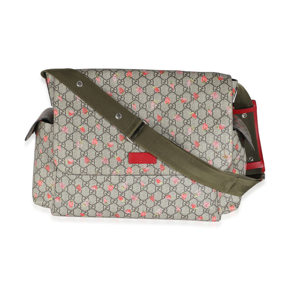Gucci Handbags - Gucci Beige GG Supreme Strawberry Canvas Diaper Bag